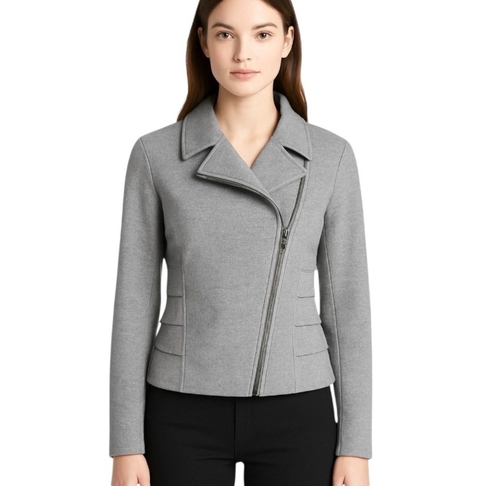 Mac & Jac Wool Blend Moto Jacket Gray Size M